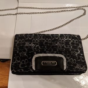 NWT Black Coach Purse with Sliver chain